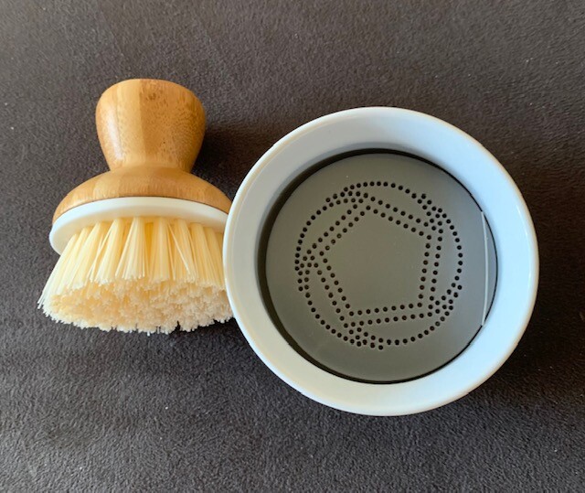 Grove Collaborative White Bubble Up Soap Dispenser & Dish Brush Set Brand New