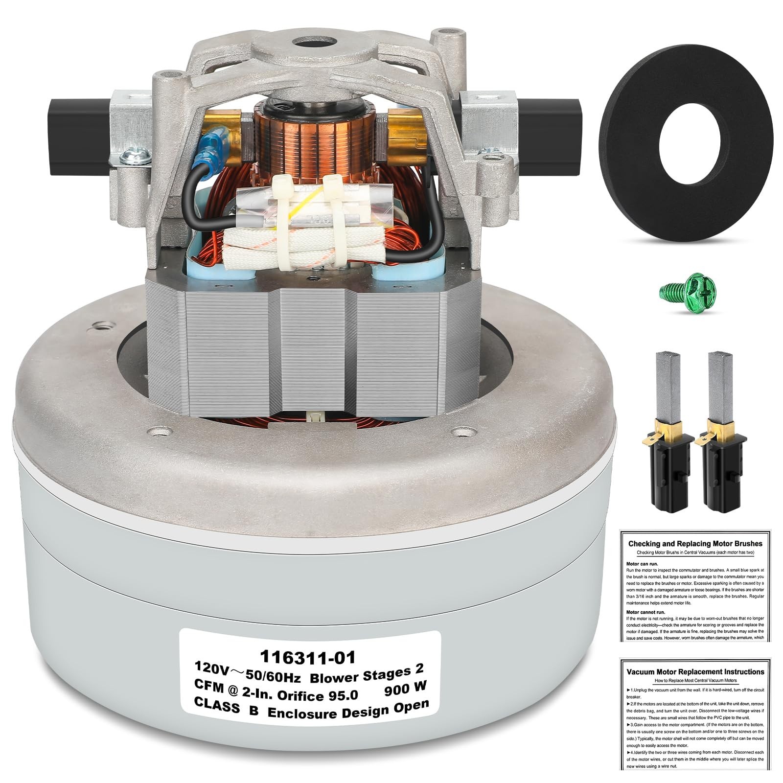 11631101 Vacuum Blower Motor 5.7″ 120V HighSuction LowNoise EnergyEfficient R…
