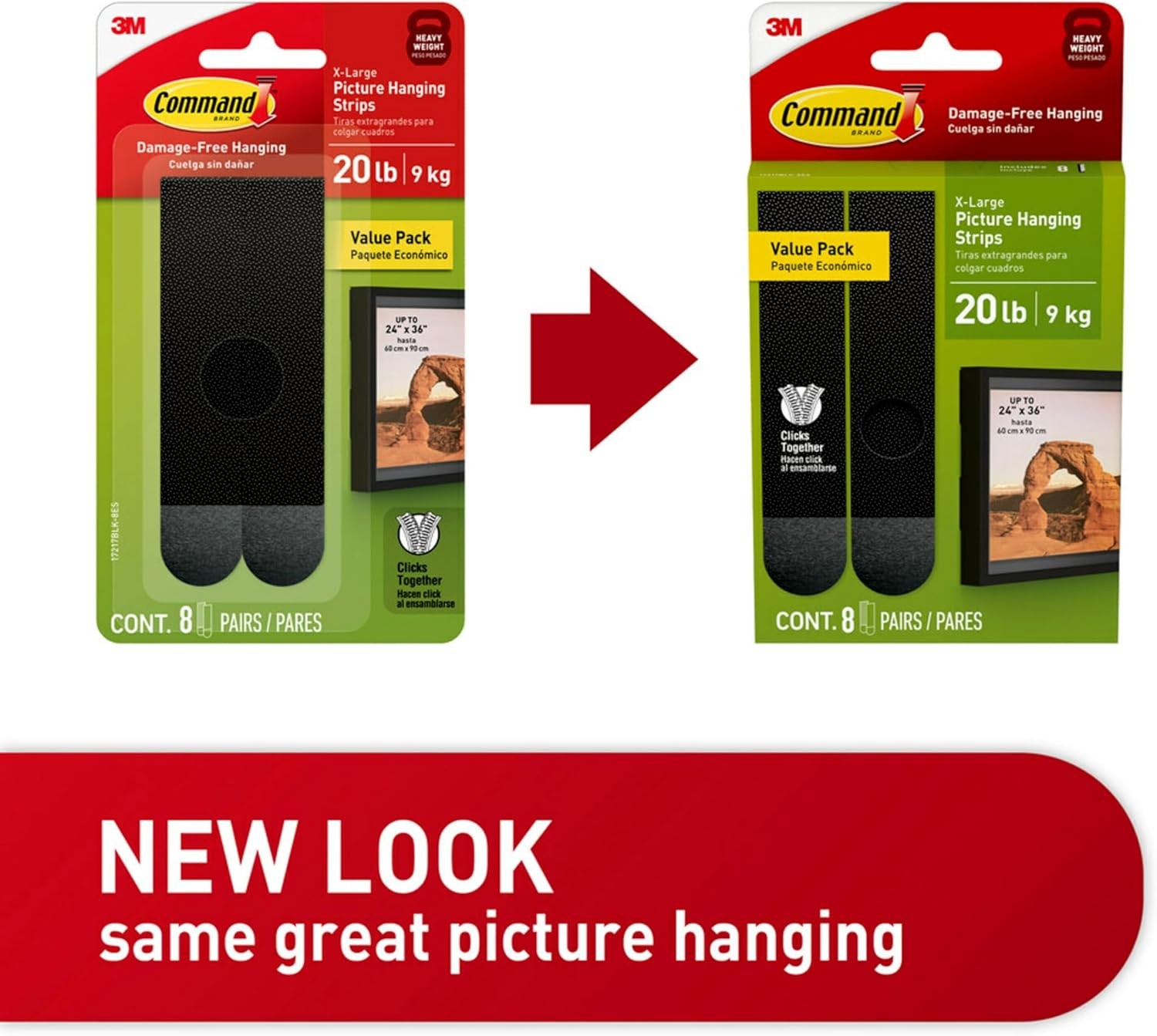 Command 20 lb XL Heavyweight Picture Hanging Strips 8 Pairs (16 Command Strips),