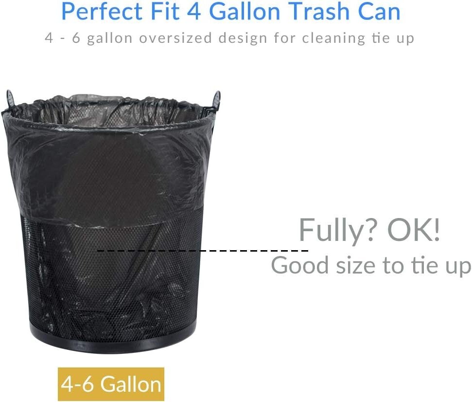 Garbage Bags 4 – 6 Gallon Black Biodegradable Strong Trash Bag Bathroom Kitchen