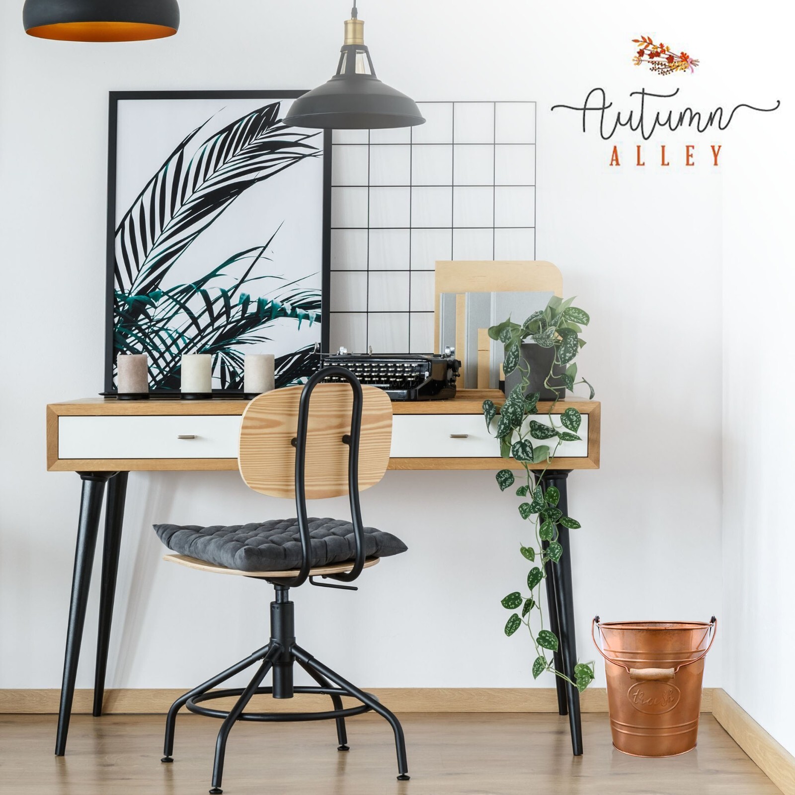 Autumn Alley Copper Tone Metal Farmhouse Trash Can | 7L, 2 Gallon Trash Can