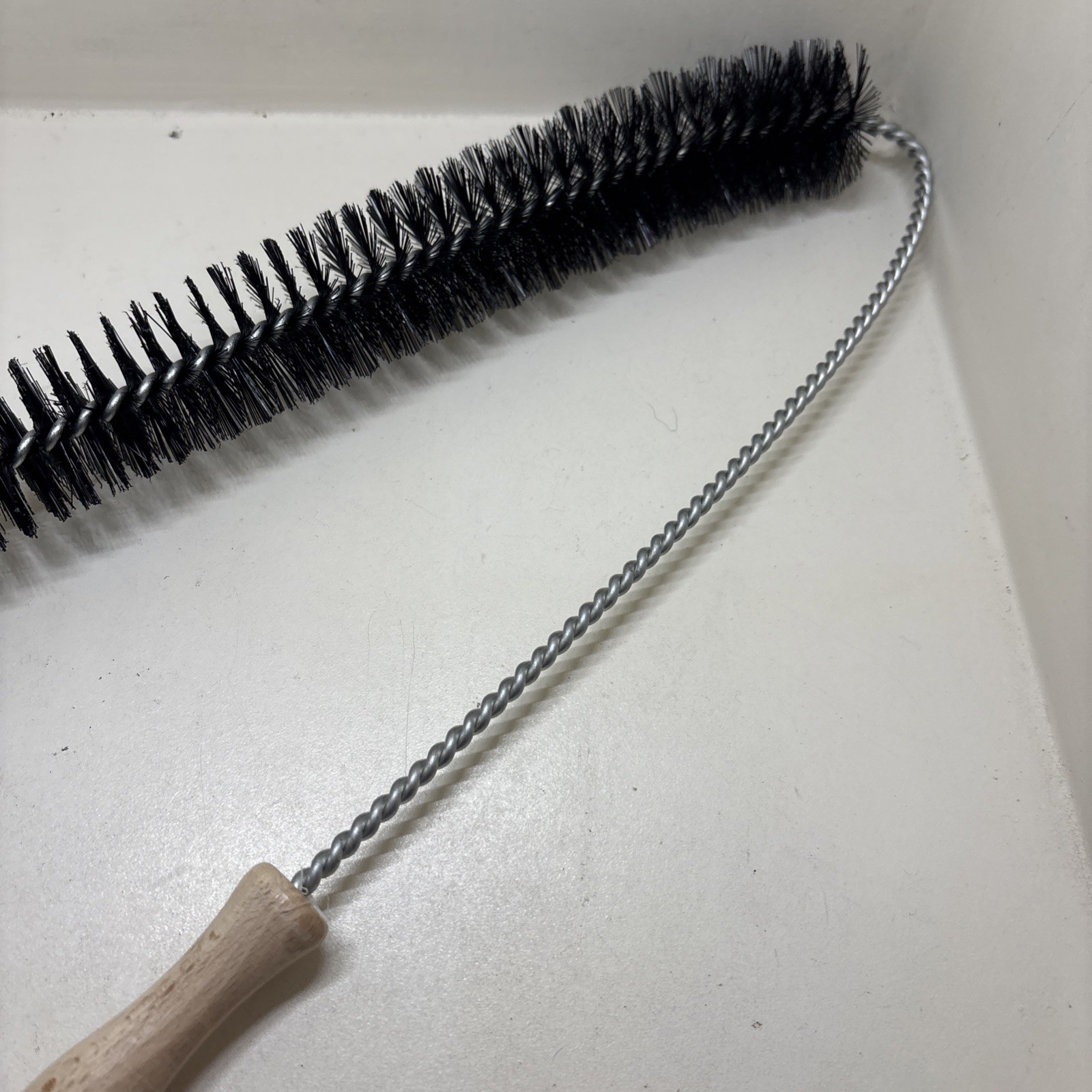 New 1.25” Flexible Bottle Tube Cleaning Brush Nylon Bristles Wood Handle