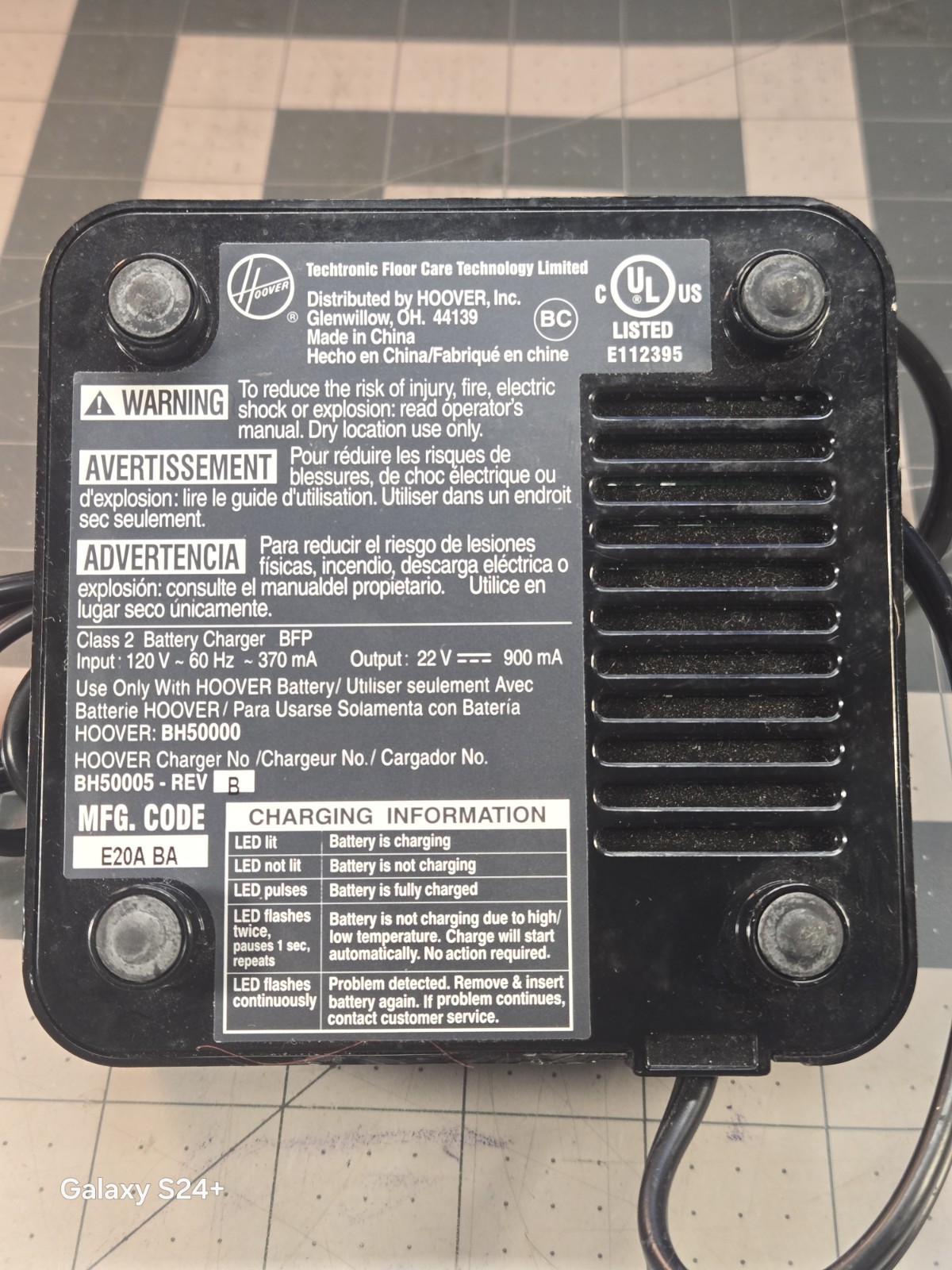 Hoover BH50005 Rev B Charger Base Only For Linx 18V Battery BH50000