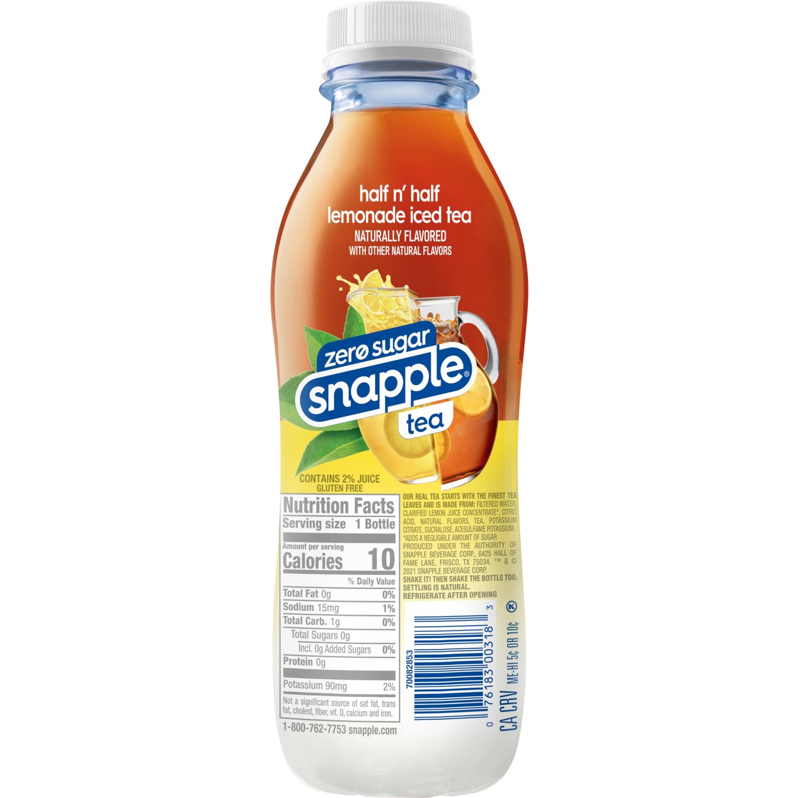Snapple Zero Sugar Half ‘n Tea, 16 fl oz recycled 16 Fl Oz (Pack of 12)