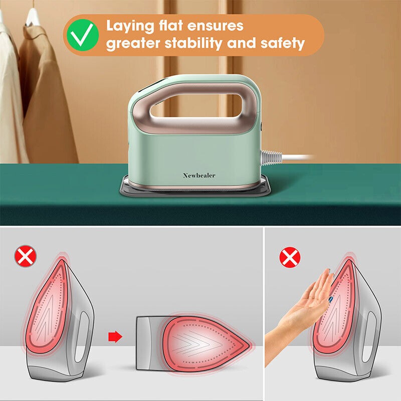 Mini Steam Iron for Home Flat Ironing and Hanging Ironing Mint Green 1200W 110V