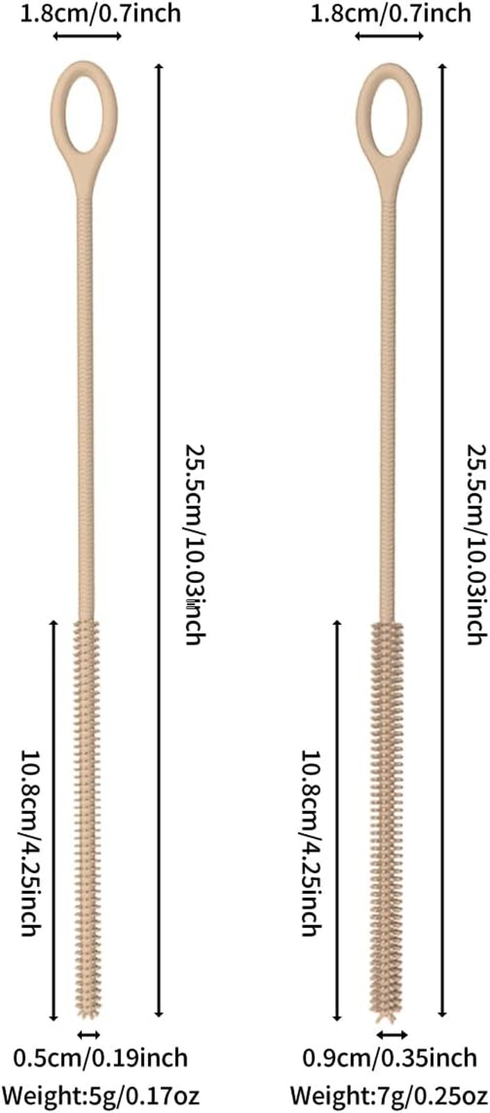 2Pcs Silicone Straw Cleaner Brush, 9.84In Reusable Straw Cleaner with Bendable S