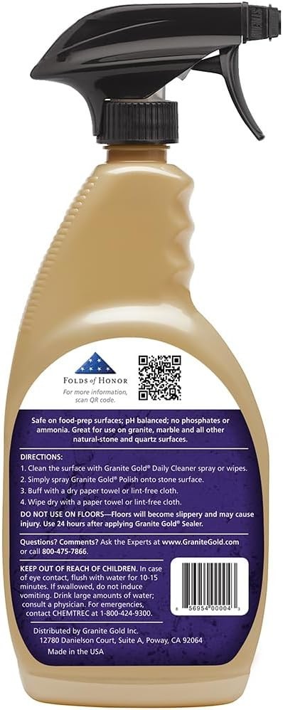 Gold Polish Spray 24oz Granite Quartz Marble Stone Countertop Cleaner Shine USA