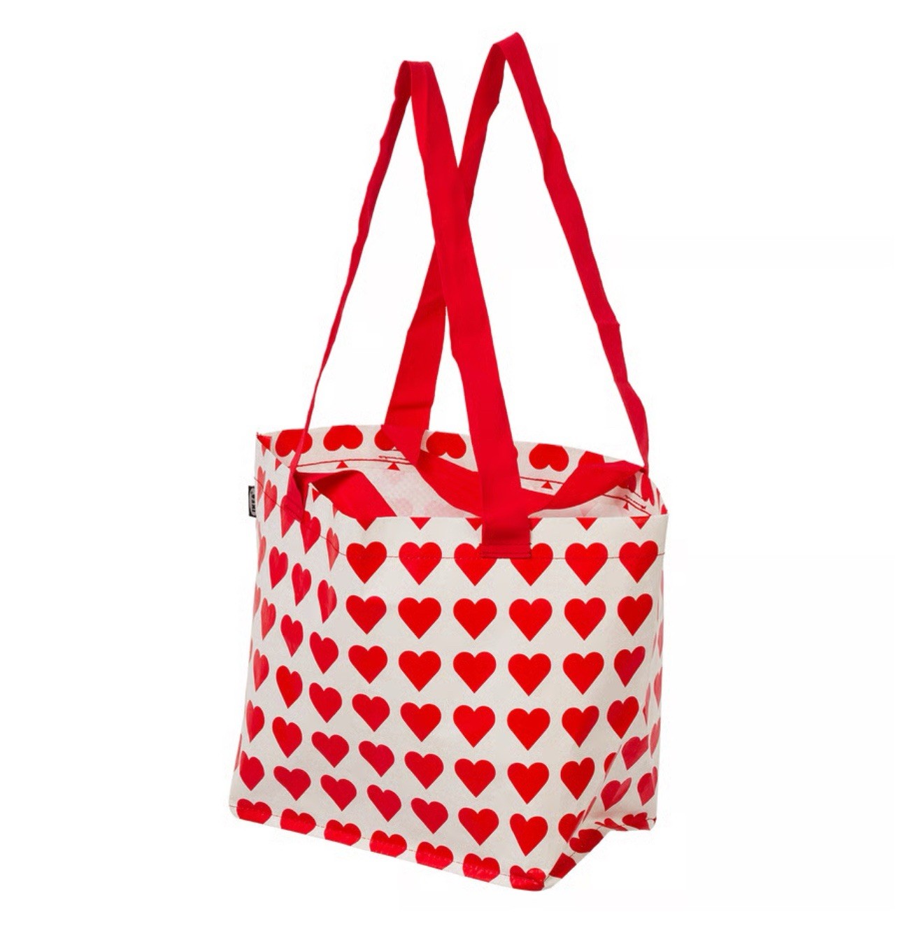 IKEA Vinterfint Red Heart Holiday Reusable 3 Gallon Tote Shopping Bag 27×27 cm