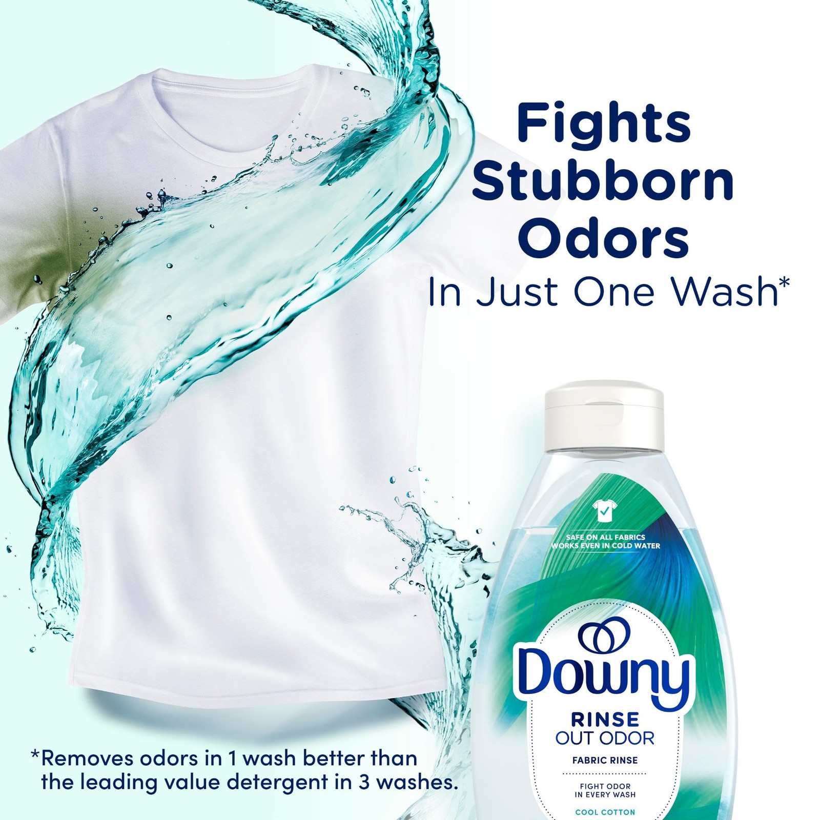 Downy Rinse Laundry Odor Remover, Cool Cotton Scent, 48 48 Fl Oz (Pack of 1)