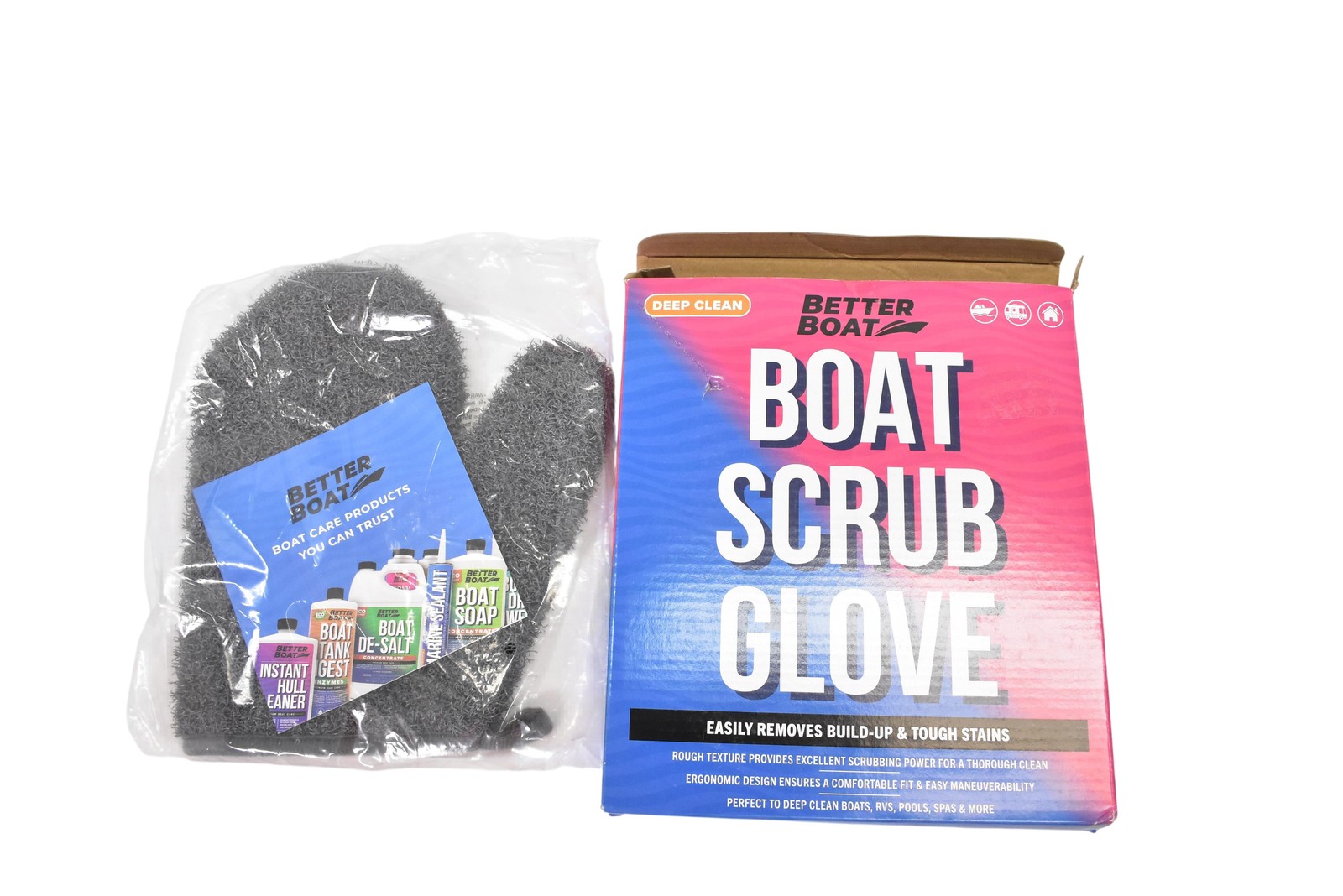 Better Boat Boat Scrub Glove One Size Gray Cleaning Gloves Scrubbing Outdoor
