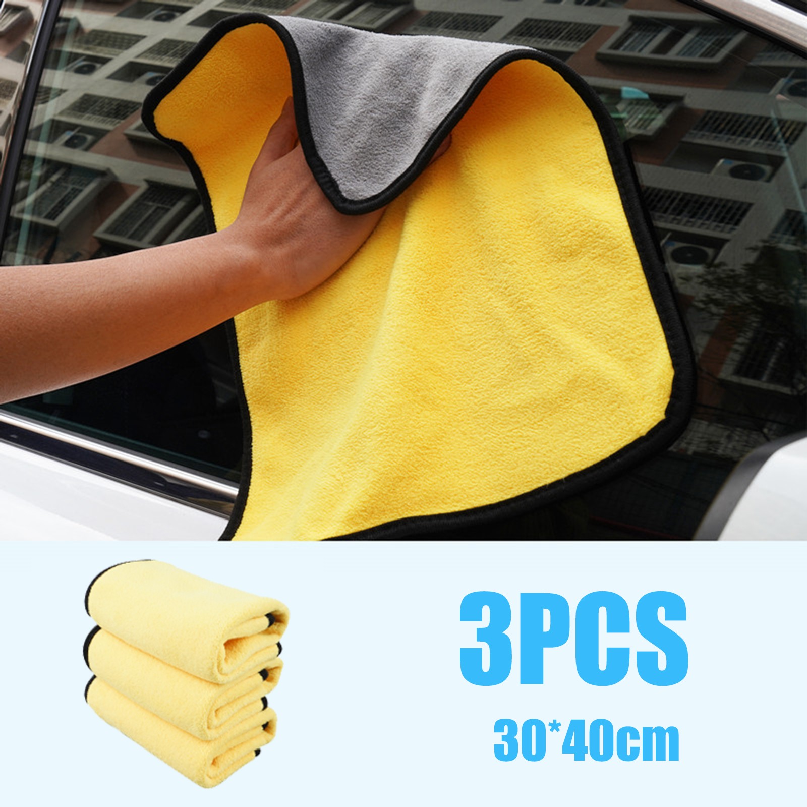 3PCS Microfiber Cleaning Cloth Towel Rag Car Polishing No Scratch Auto Detailing