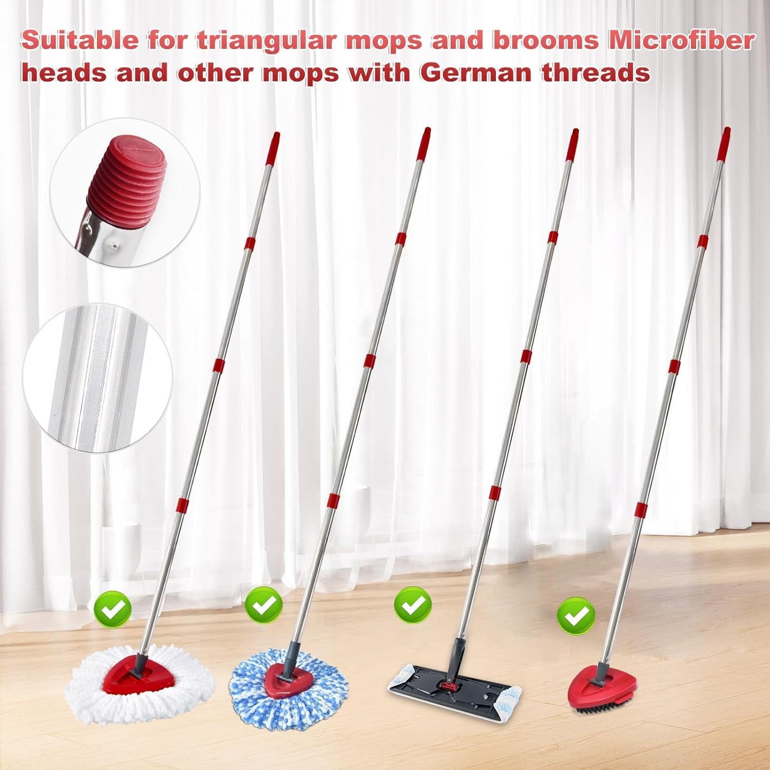 Mop Handle for Ocedar Spin Mop Flat Mop Replacement Extendable 30 58 Stainles…