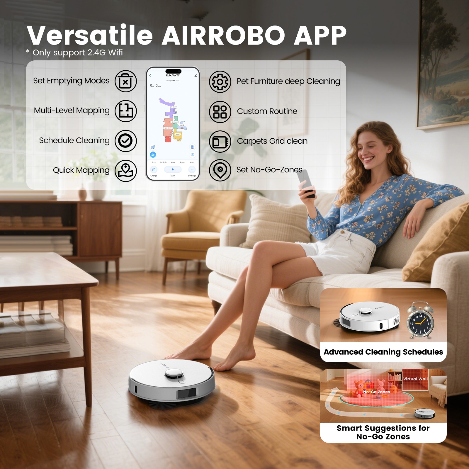Refurbished AIRROBO T30 LiDAR Robot Vacuum and Mop Cleaner Self Emptying 12000Pa
