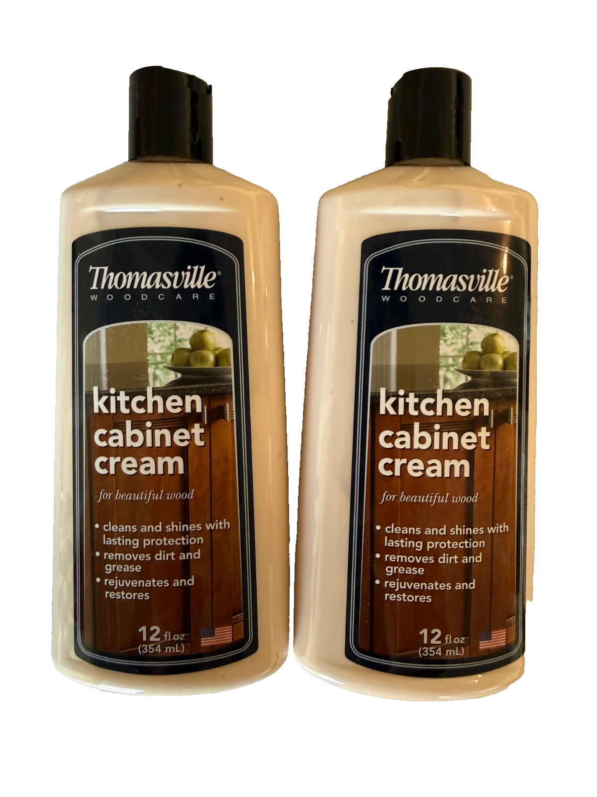 Lot 2 Thomasville Woodcare Kitchen Cabinet Cream Polish 12 oz Cleans Restores