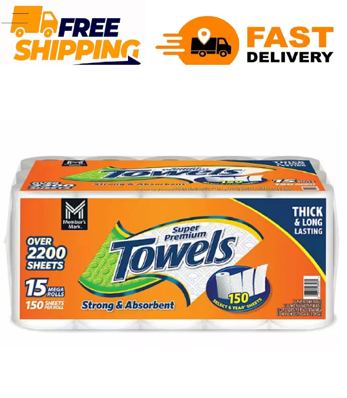 Member’s Mark Select & Tear 2-Ply Paper Towel 15 rolls, 150 sheets/roll