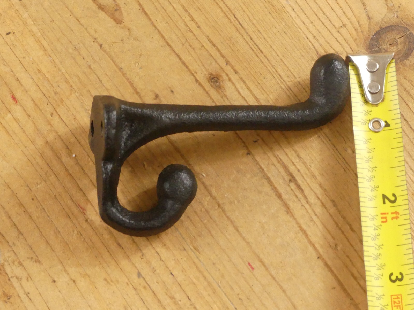 100 BLACK CAST IRON ACORN HOOKS 3 1/4″ LONG HOOK COAT HAT WALL BATHROOM TOWEL