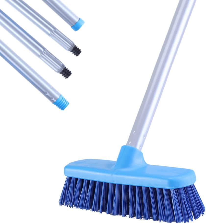 Deck Scrub Brush with Long Handle for Indoor and Outdoor Cleaning | Stiff Bristl
