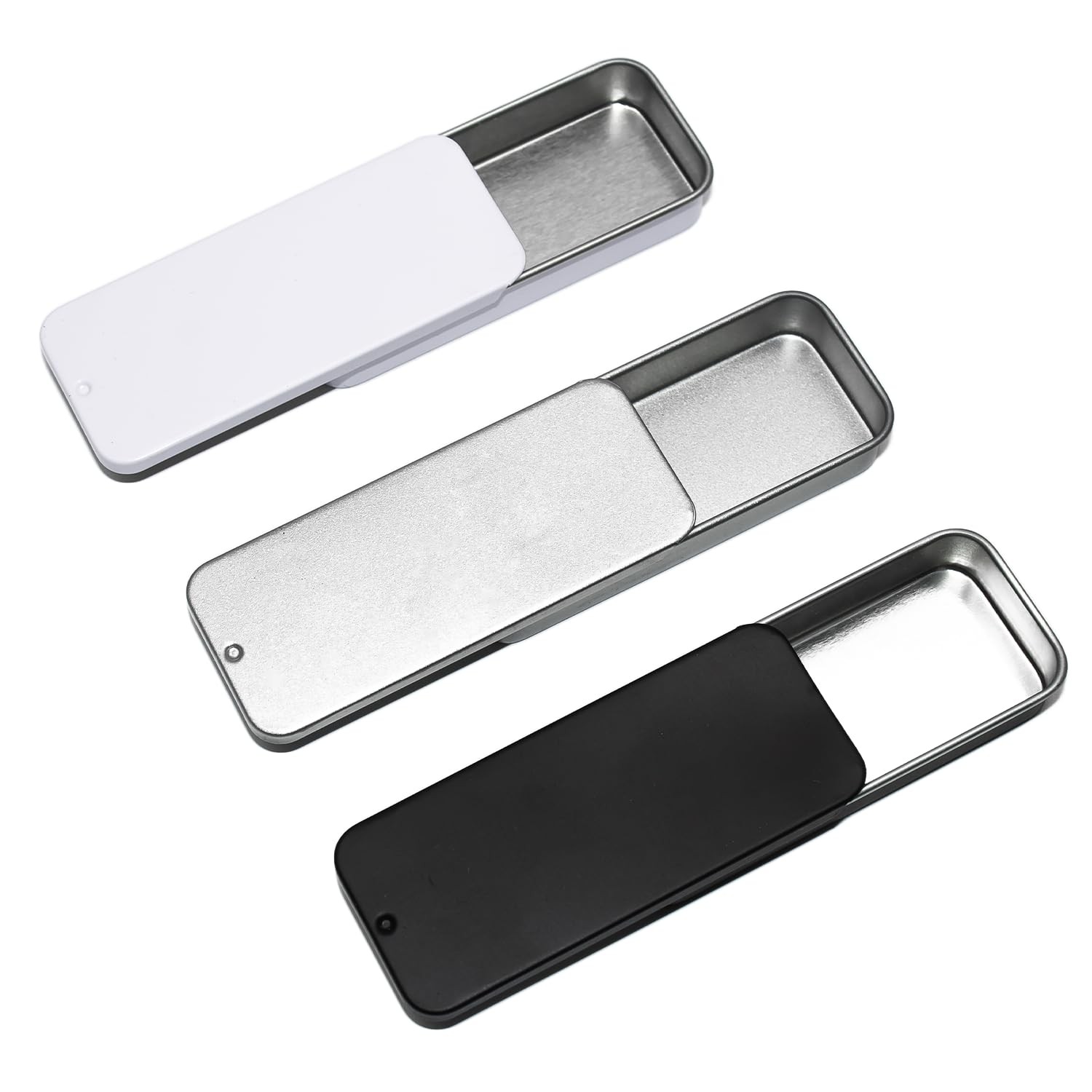 3 Pack Metal Tin Box Containers, Small Metal Box 3.15 x1.34×0.4 Inch, Empty M…