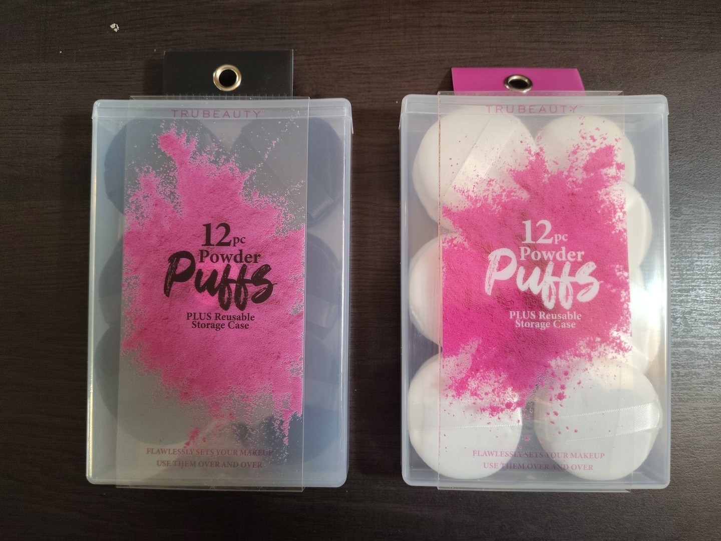 Lot Of 2 Beauty 12 Piece Power Puffs Black And White New
