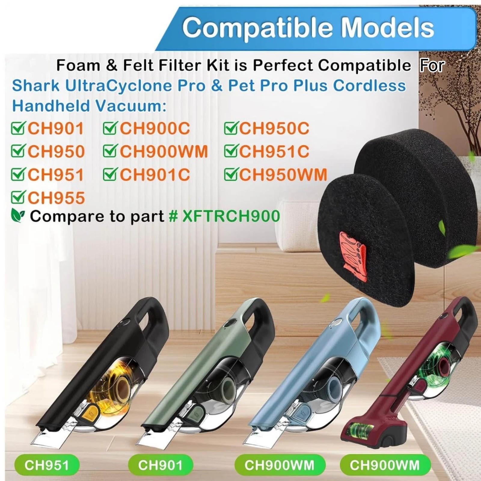 3 Pack Foam And Felt Filter Combo For Shark Cordless Handheld CH950WM CH951C