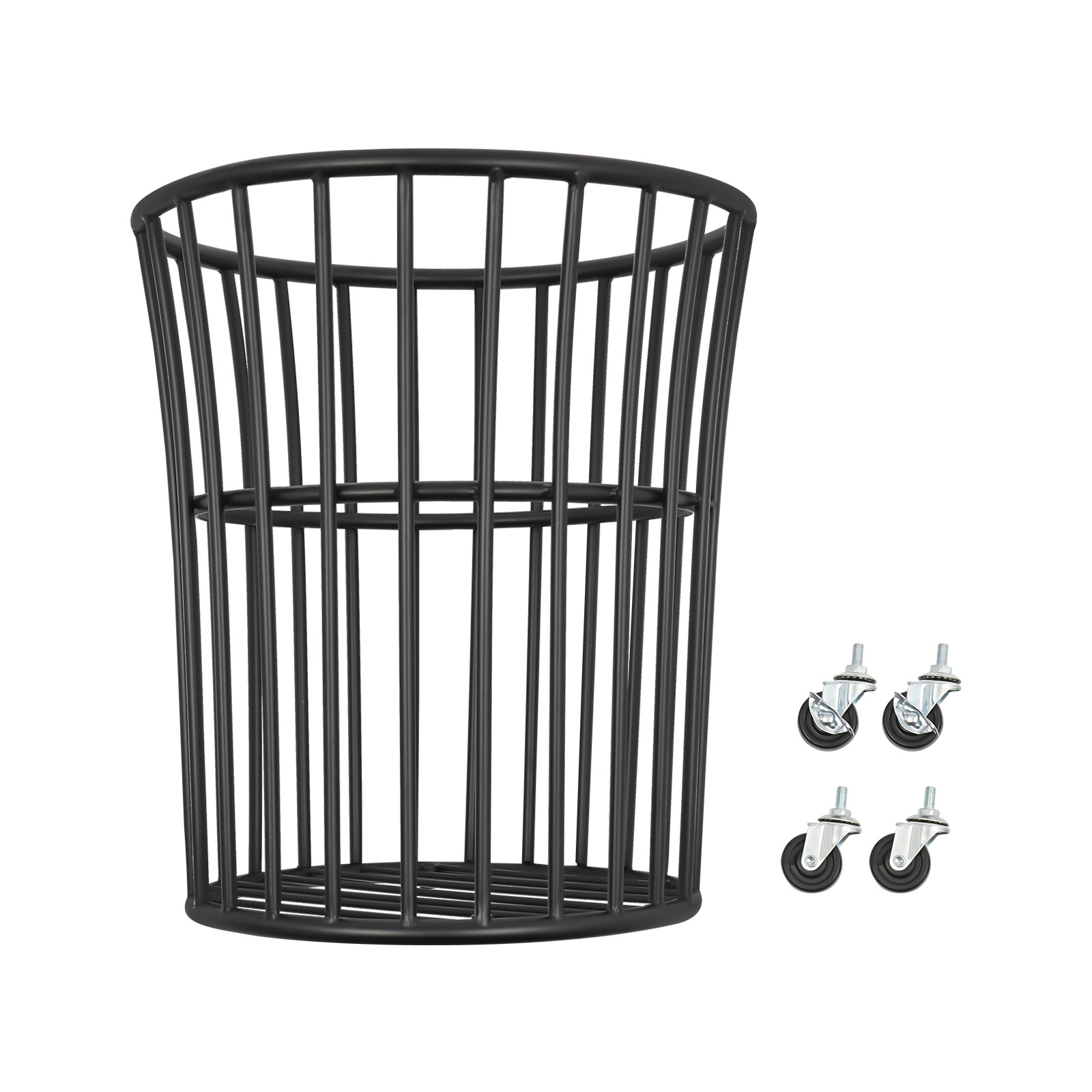 Black Metal Laundry Basket with 4 Wheels,36*40cm Round Barrel Laundry Basket