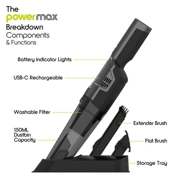 IonVac PowerMax Handheld Cordless Vacuum, Multi-Surface Lightweight Portable Vac