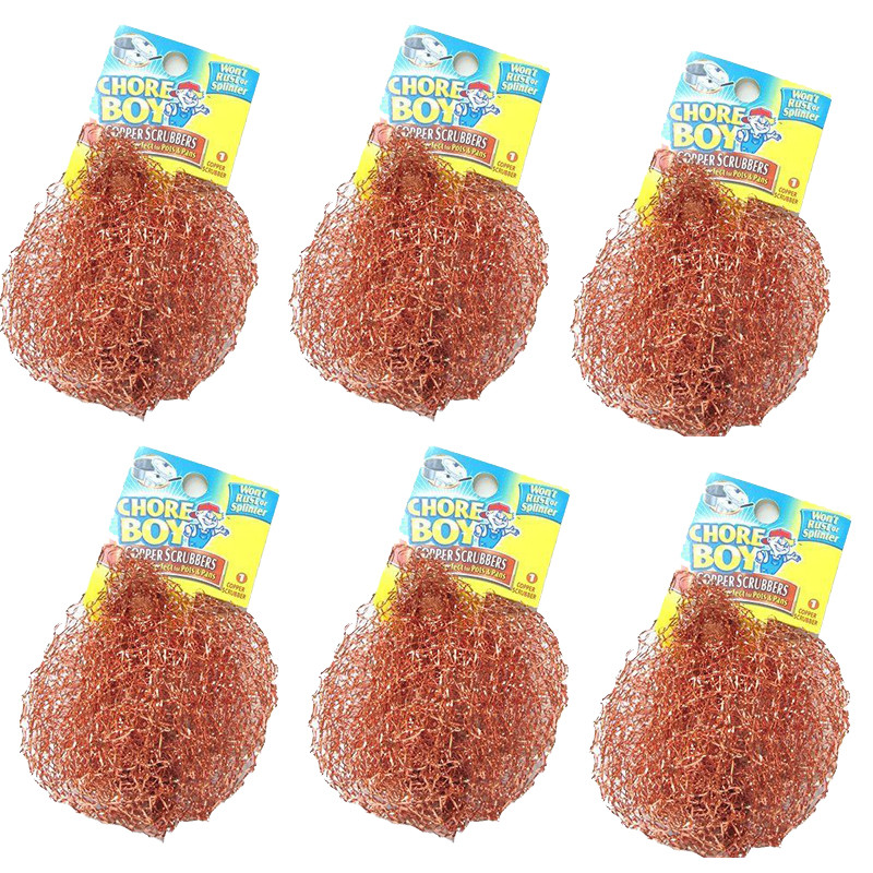 6 Pcs Chore Boy Copper Rust Free Scrubbers, for Pot and Pans
