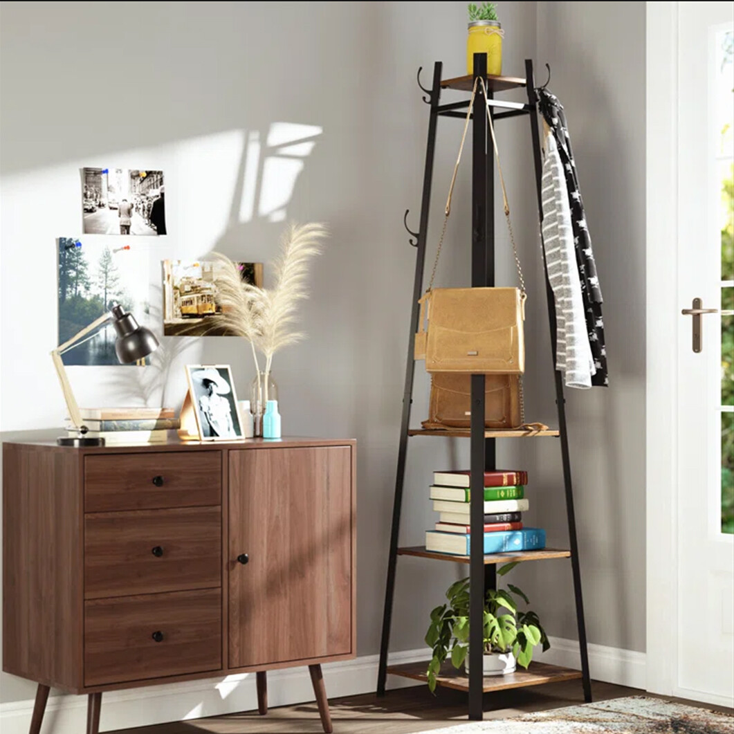Industrial Metal Coat Garment Rack Stand Entryway Hall Tree Hanger Clothes Rails