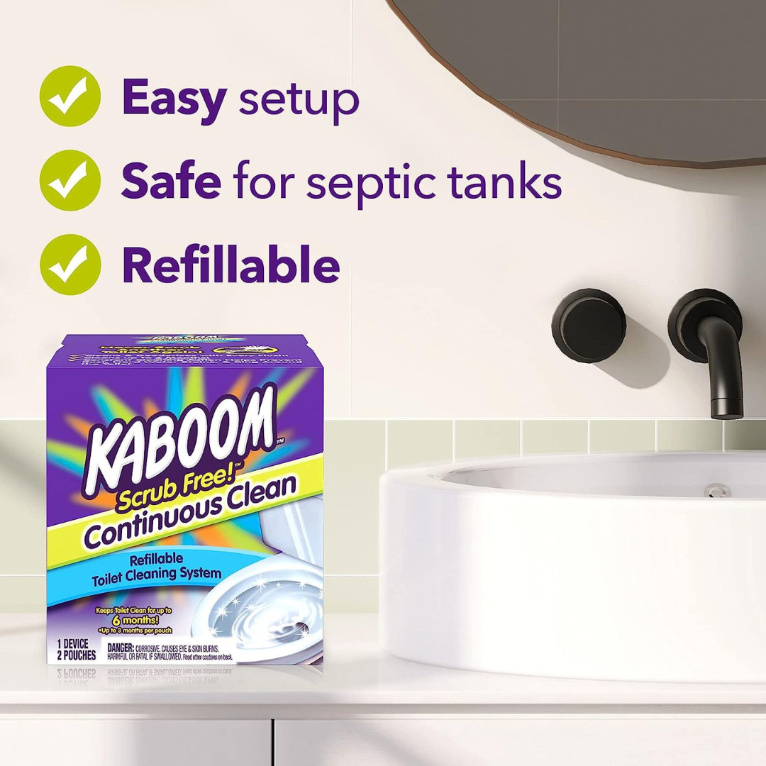 Toilet Bowl Cleaner System Automatic Remover 6 Months, 2 Refill Pouches