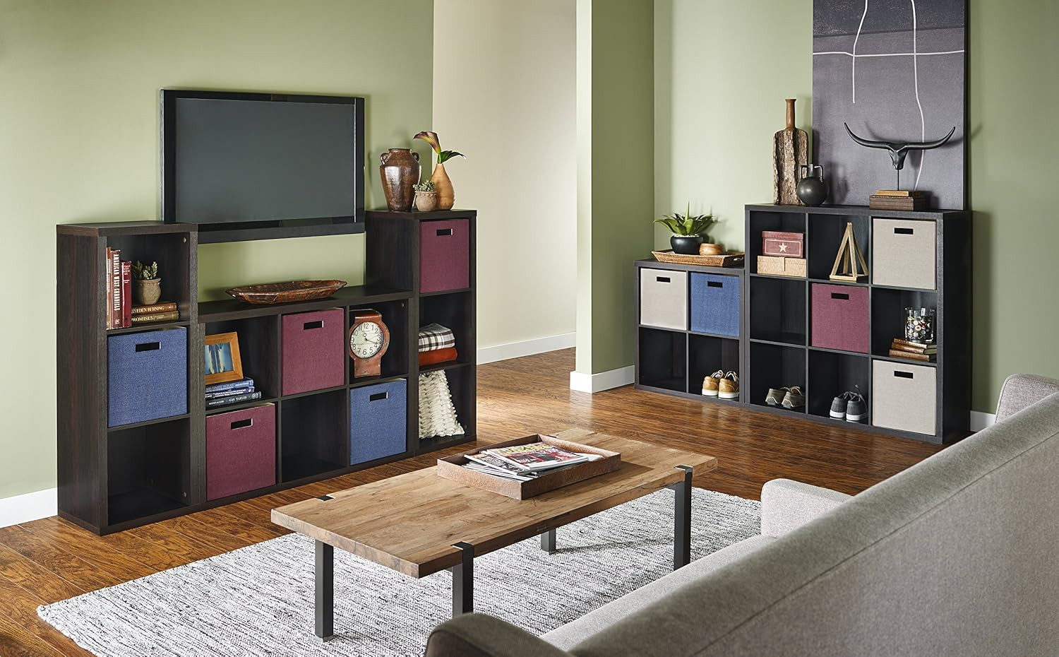 Closetmaid 3-Cube Storage Shelf Organizer, Black Walnut, Easy Assembly