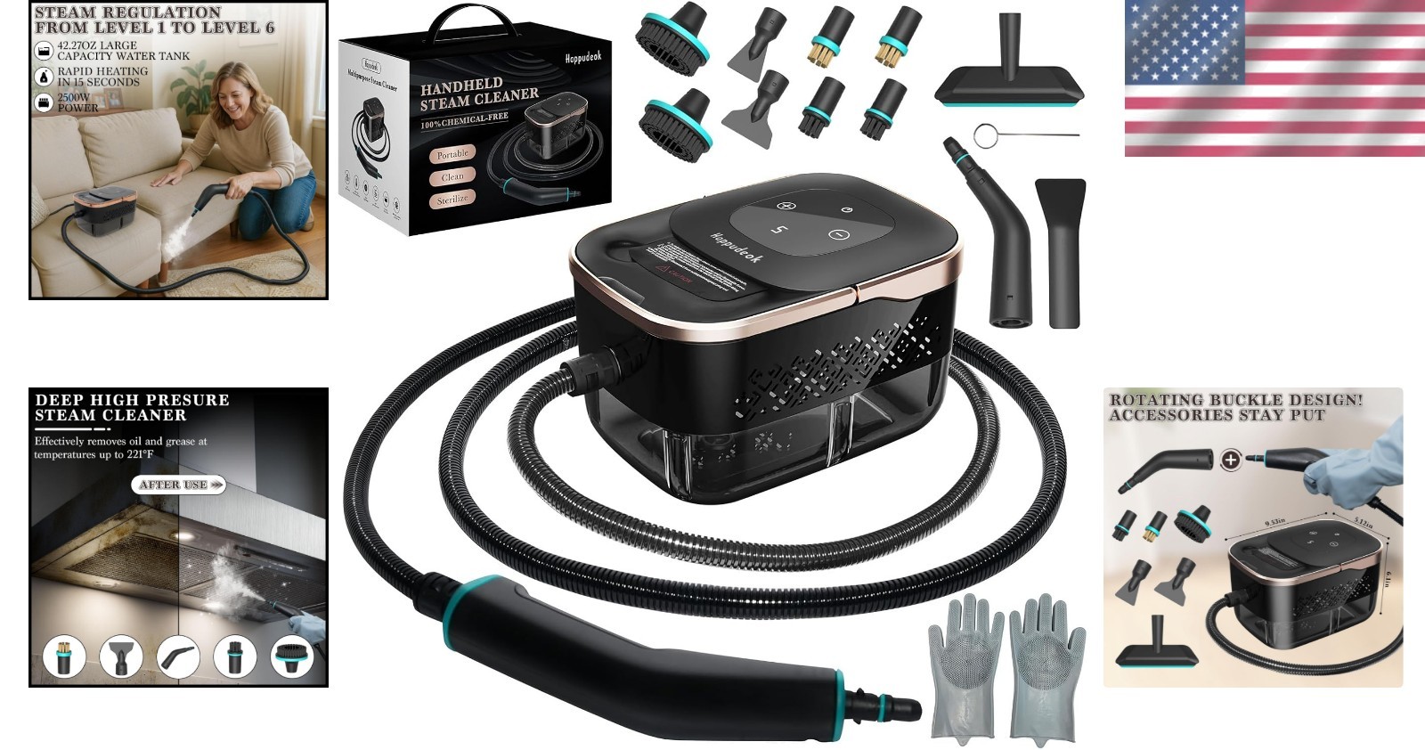 Steam Cleaner Handheld Portable High Pressure Multi-surface Home Car Cleaning
