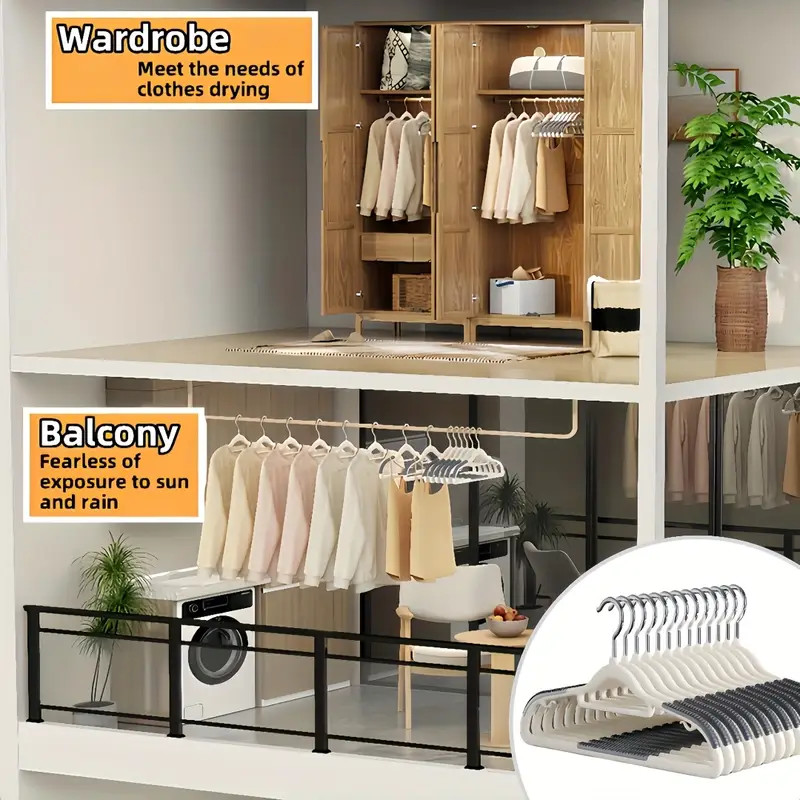 Plastic Hangers 20/40 Pcs Heavy Duty Non-Slip Clothes Hangers w/360° Swivel Hook