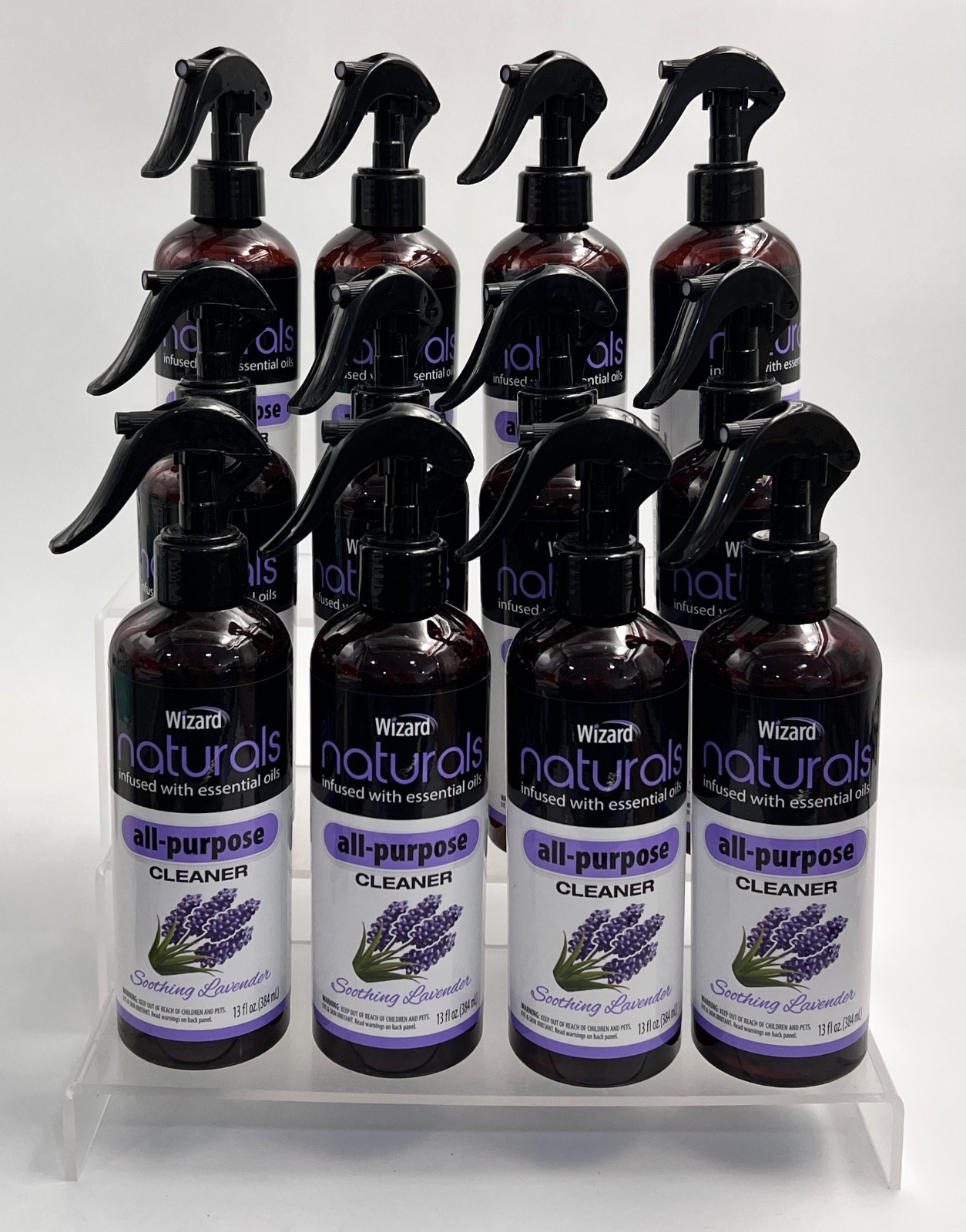 12 Wizard Naturals All Purpose Spray Cleaner Soothing Lavender 13oz. 384ml.