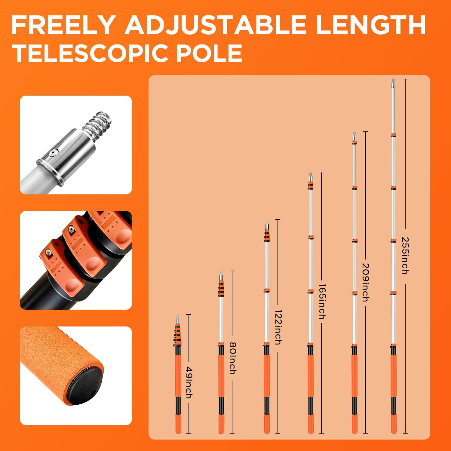 26FT High Reach Duster Kit with 5-20FT Flip-Lock & Screw Dual Locking Extension
