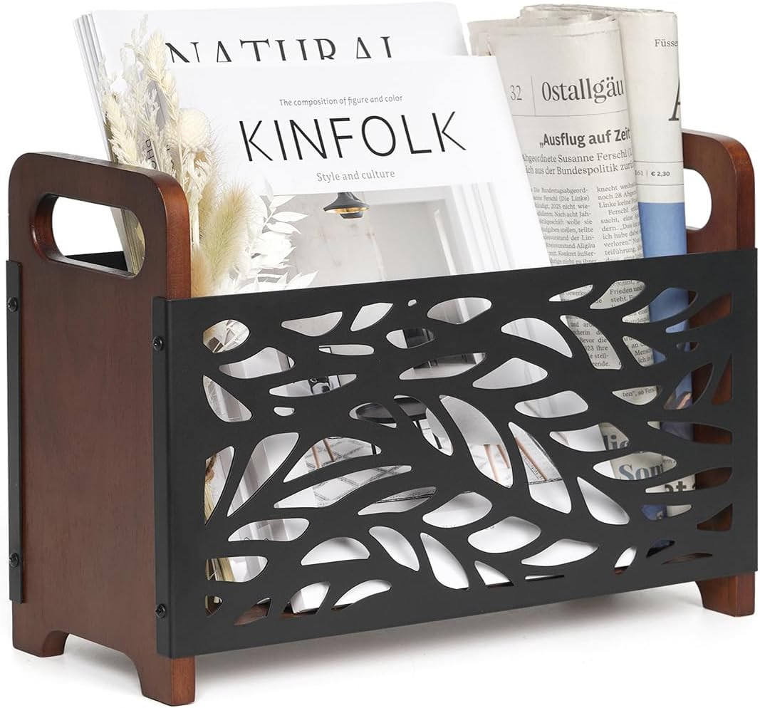 Magazine Holder,Wood Magazine Rack,Rustic Magazine File Holder,Magazine Storage