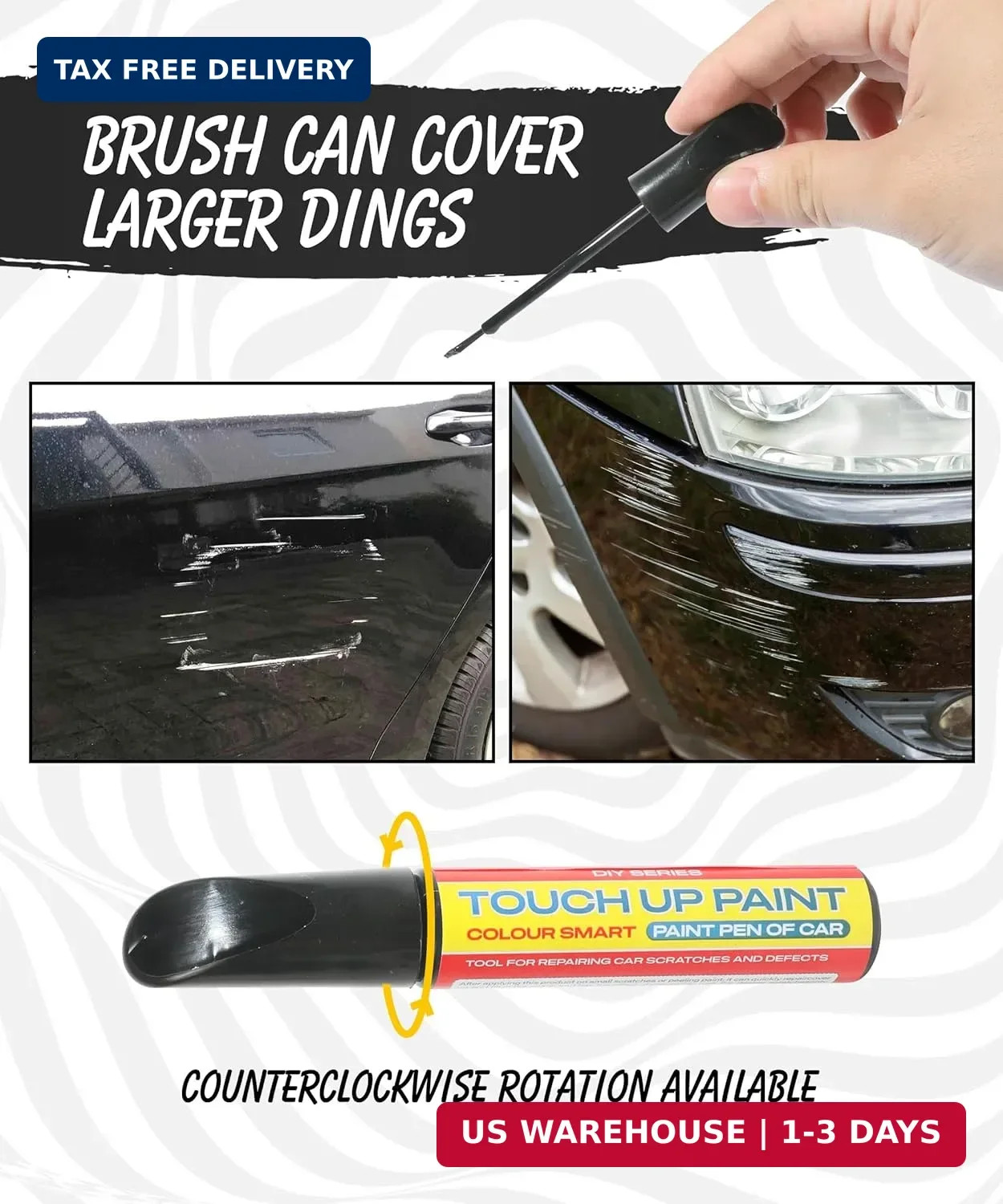 Pure Black Touch Up Paint Universal Color Match for All Car Models Repair Pen