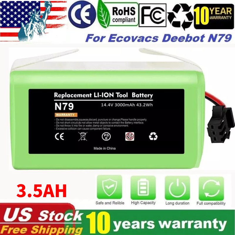 1*For RoboVac 14.4V 3000mAH Li-Ion battery 11S MAX/Ecovacs Deebot N79S N79 DN622