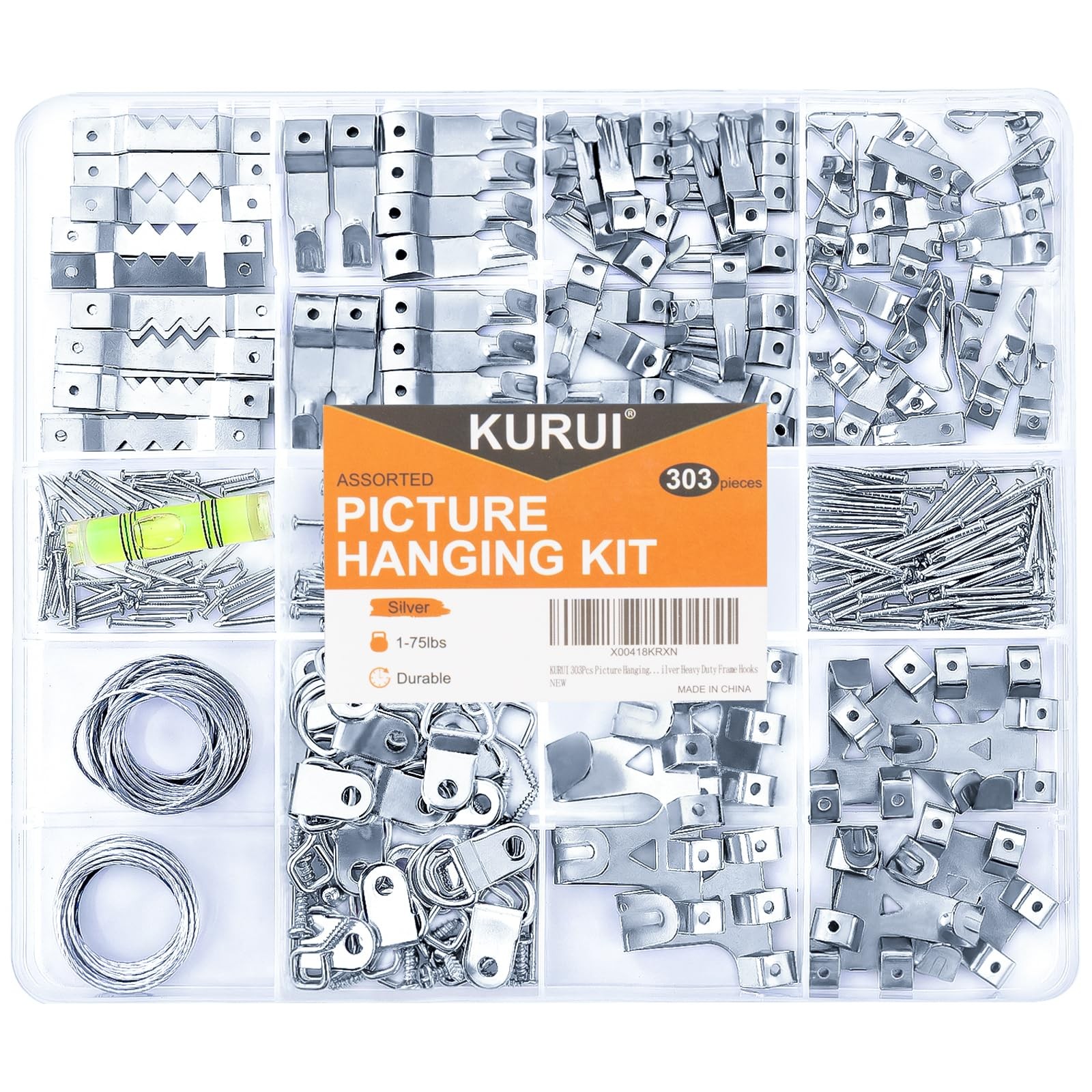KURUI 303Pcs Picture Hanging Kit, Picture Hangers Assorted Kit with Heavy Dut…
