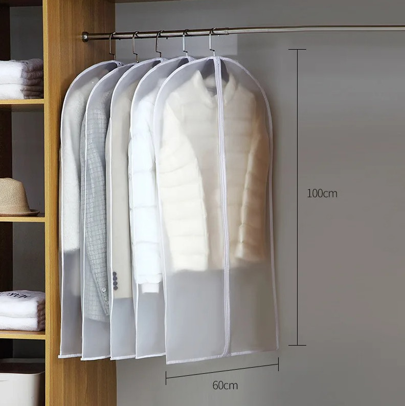 3 pcs Transparent Garment Dust Cover with Zipper for Dresses Suits Coats Storage