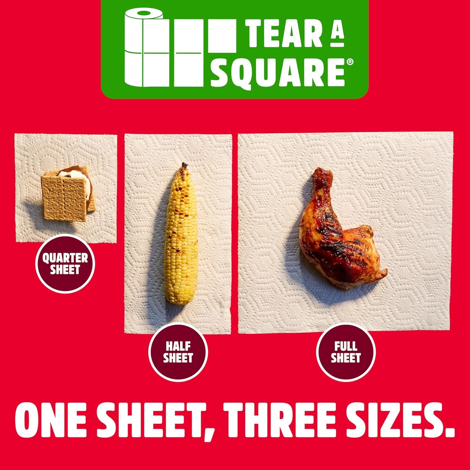 Brawny Strong Tear-A-Square 3-Ply Paper Towels 6 Double Rolls = 12 Regular Rolls