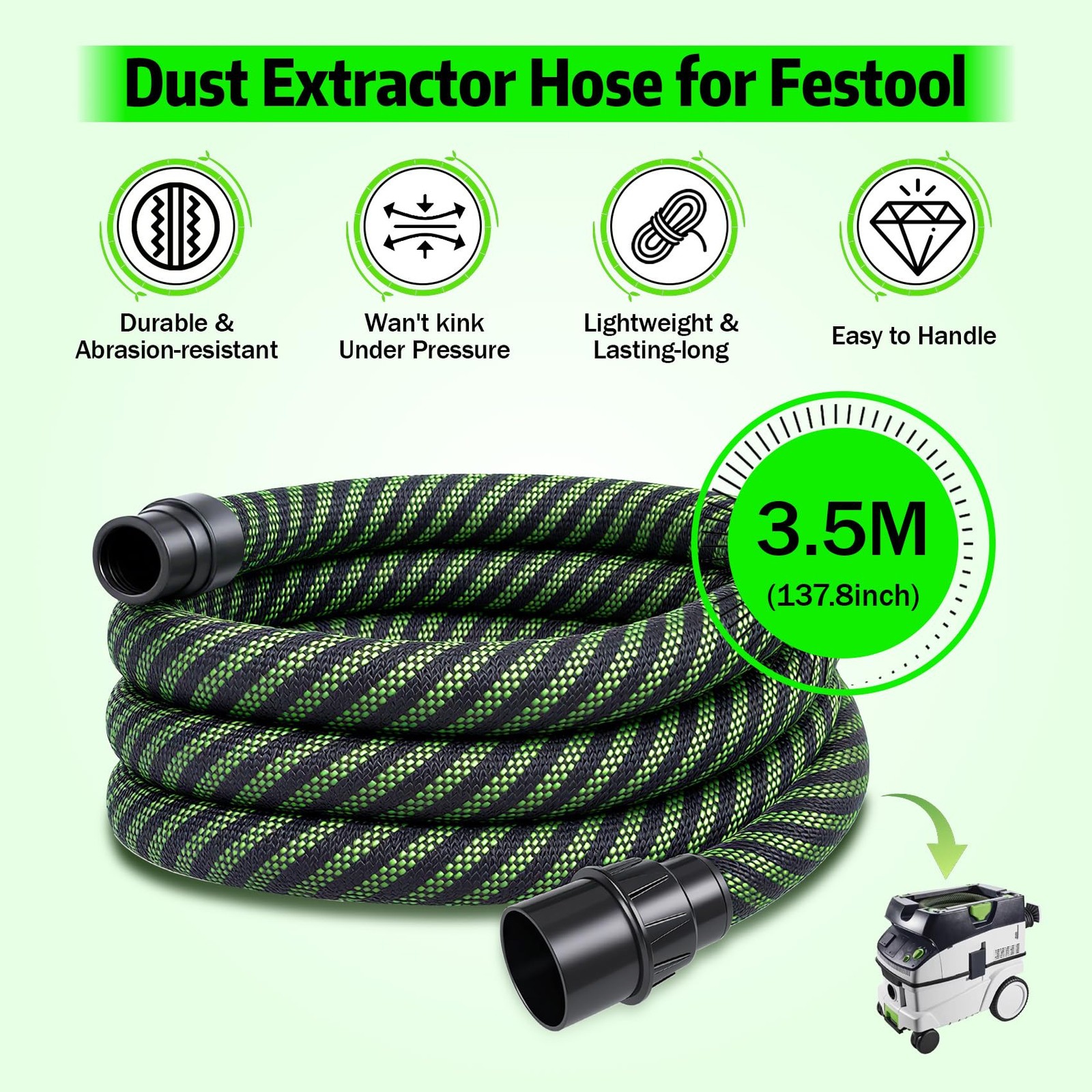 Dust Extractor Hose D27/32×3.5M For Vacuum Hose, Compatible With Festool Ct 2…