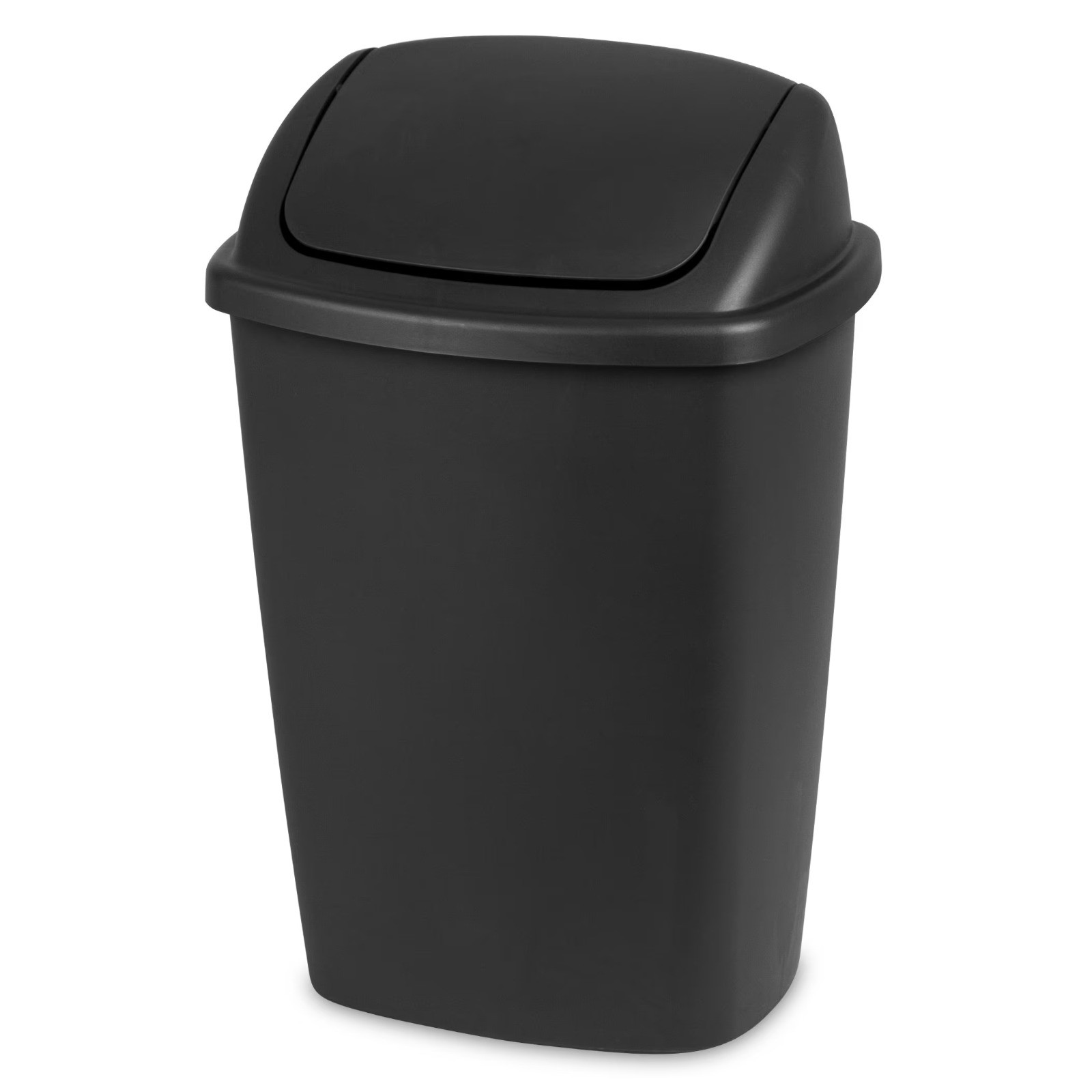 Kitchen Trash Can, 7.5 Gallon Plastic Garbage Bin with Swing Top Lid, Black