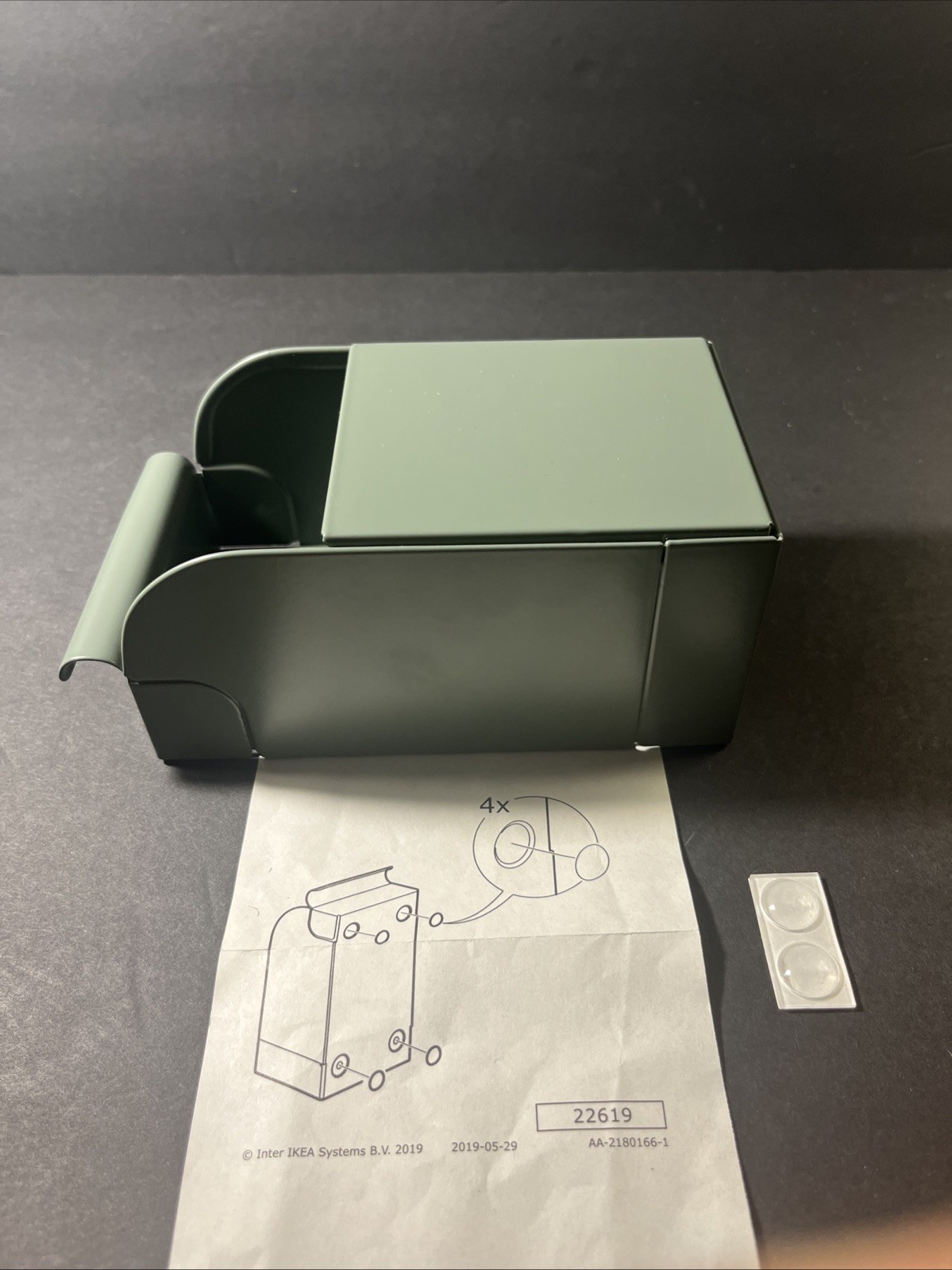 IKEA REJSA Storage Box Metal Bin Gray/Green 3 1/2″x6 3/4″ x3″ NEW 404.577.90