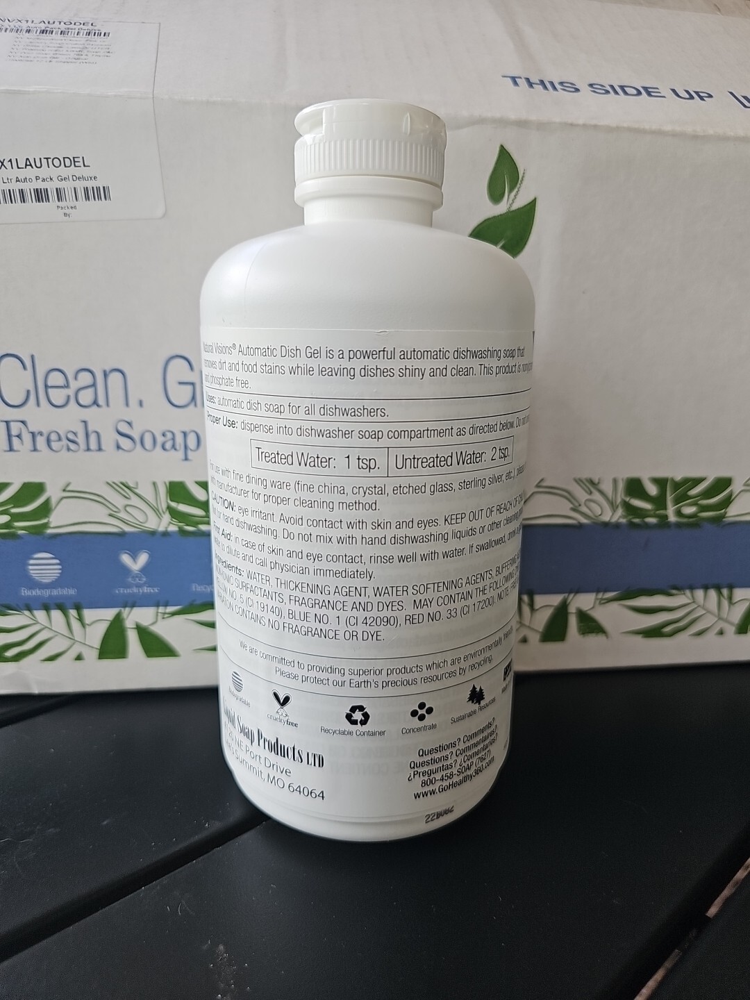 Natural Visions liquid Automatic dishwasher dish gel 33.8 fl oz / 1 Liter