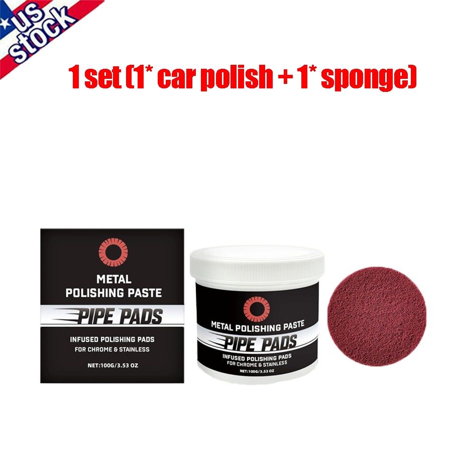 Metal Polish Paste Protectant Scratch Remover Pipe Infused Polishing Pads100g