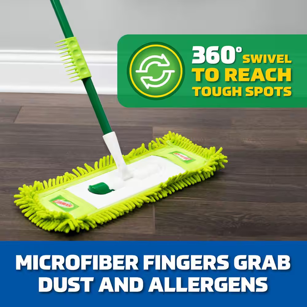 18 In. Microfiber Fingers Dust Flat Mop with 2-Piece Handle