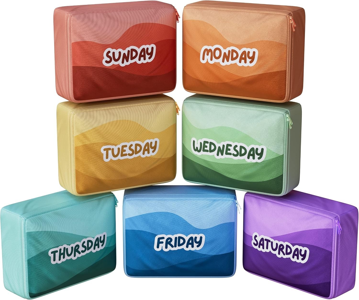 Packing Cubes for Kids & Baby Days of the Week 7 Set Daily Outfit Suitcase Or…