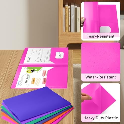 Folders with Pockets-2 Pocket Folders | Heavy Duty 6 Pack Assorted Colors