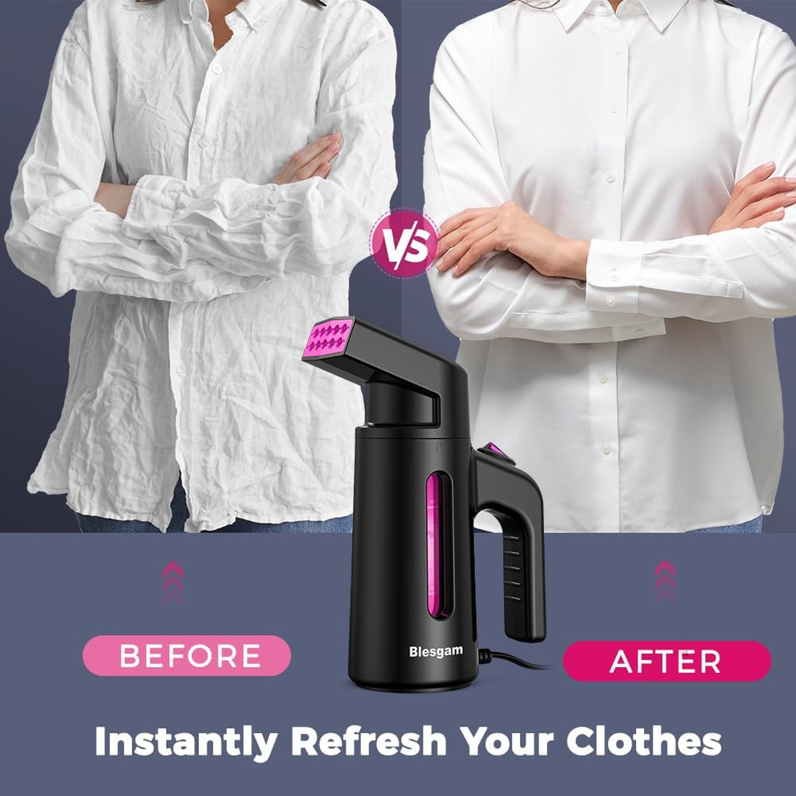 Clothing Steamer Handheld Dual-Row Steam 25g/min 180ml Capacity 40s Heat Up