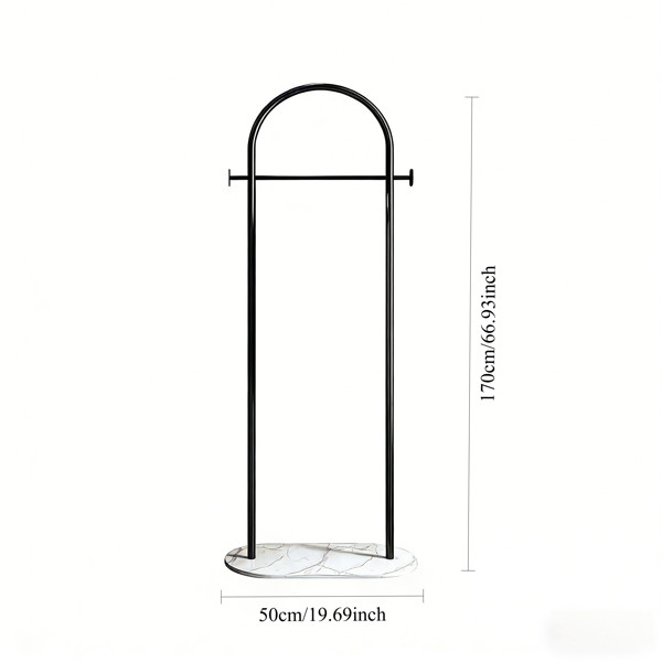 Minimalist Arch Coat Rack Stand Freestanding Black Garment Organizer with Hooks